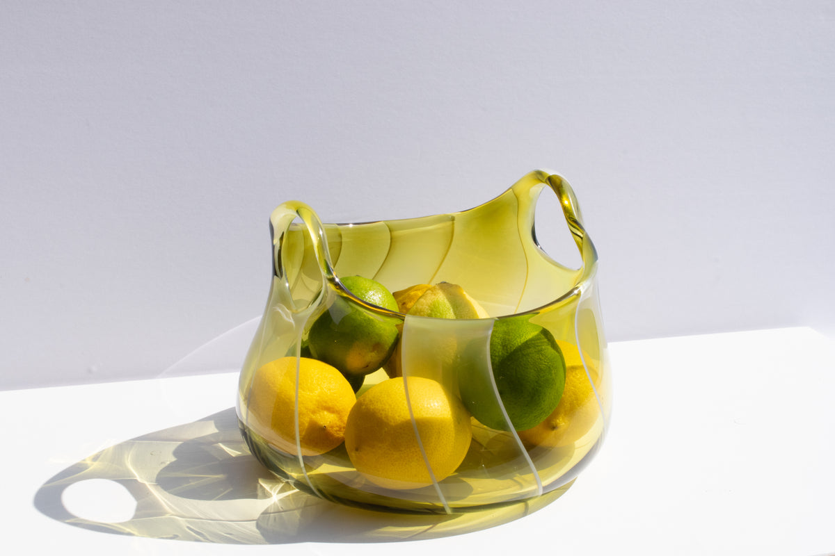 Olive and Opaline Glass Basket