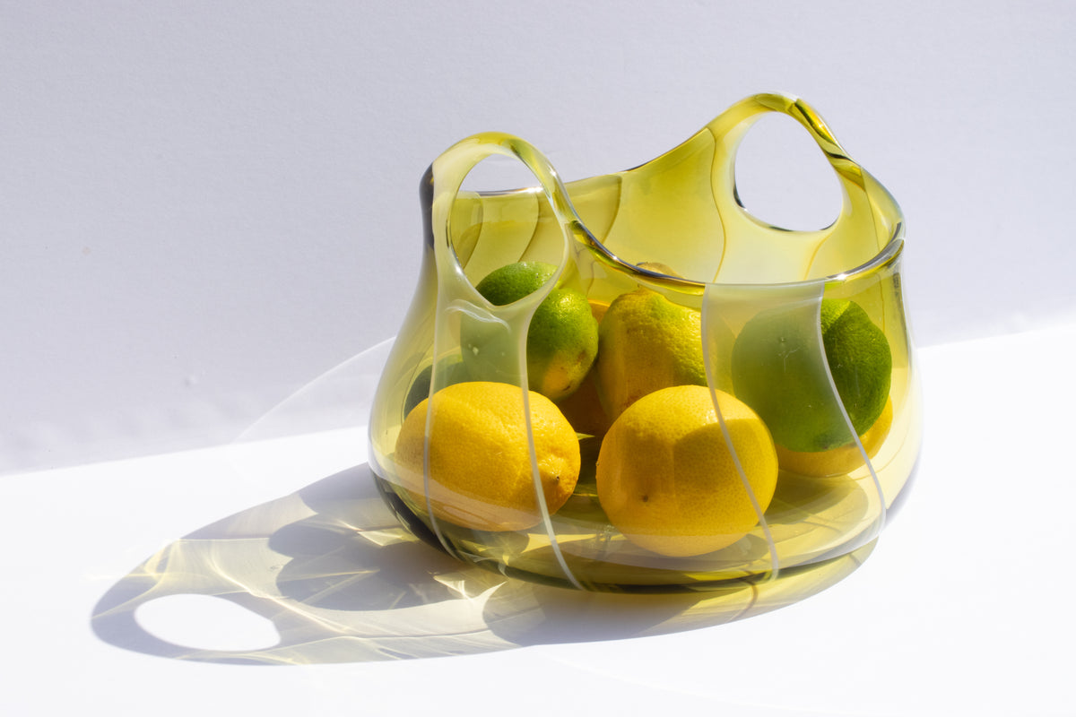Olive and Opaline Glass Basket