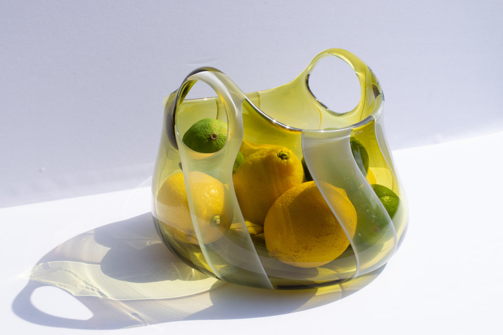 Olive and Opaline Glass Basket