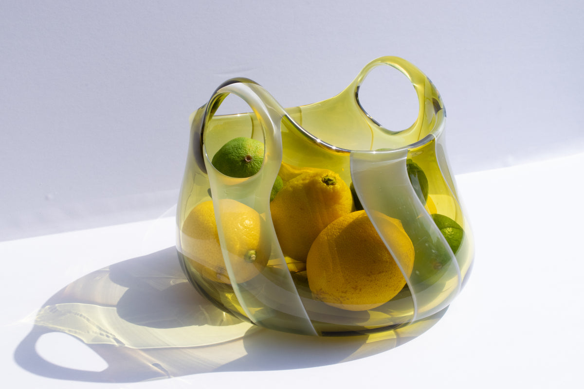 Olive and Opaline Glass Basket