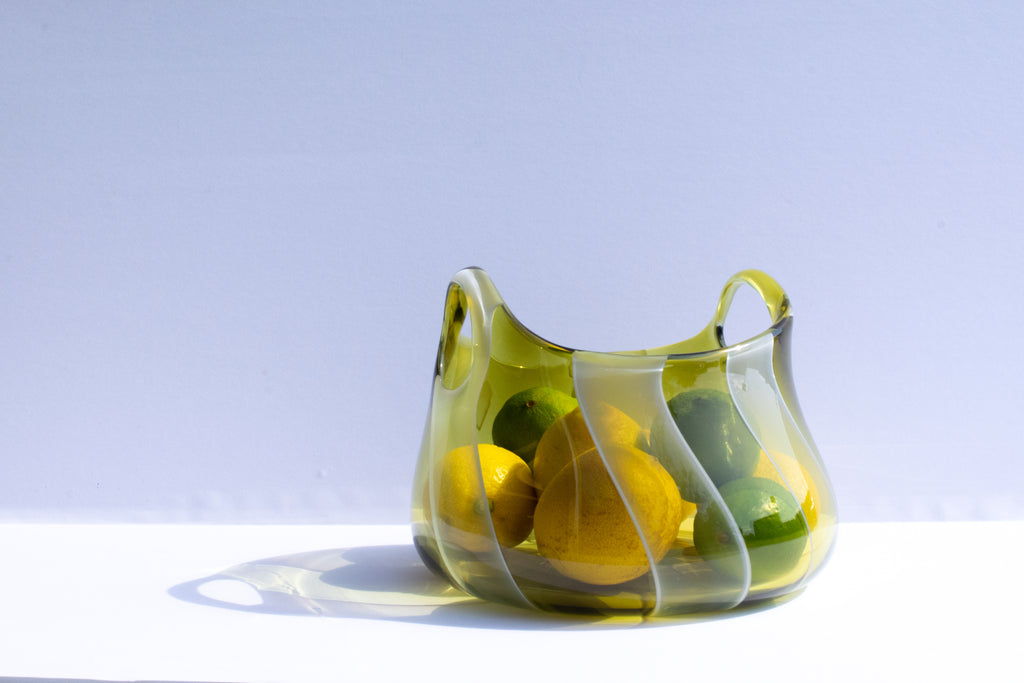 Olive and Opaline Glass Basket