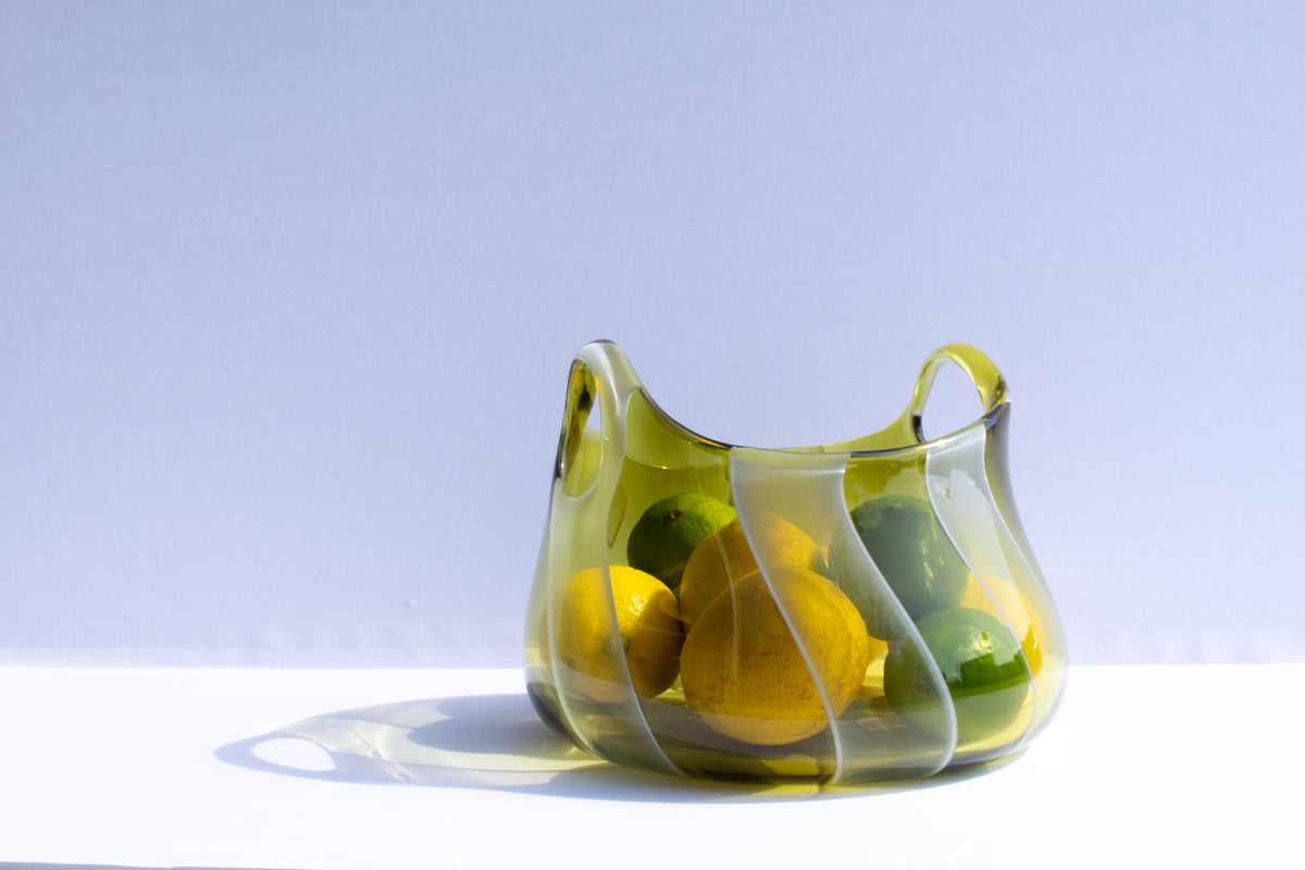 Olive and Opaline Glass Basket